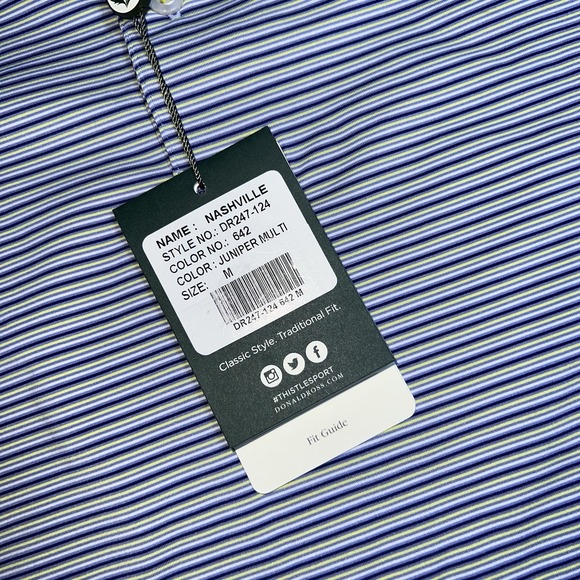 DONALD ROSS SPORT UPF 50 WICKING DRY‎ STRIPE-NAVY/Yellow/WHITE GOLF POLO  SHIRT - Picture 7 of 10